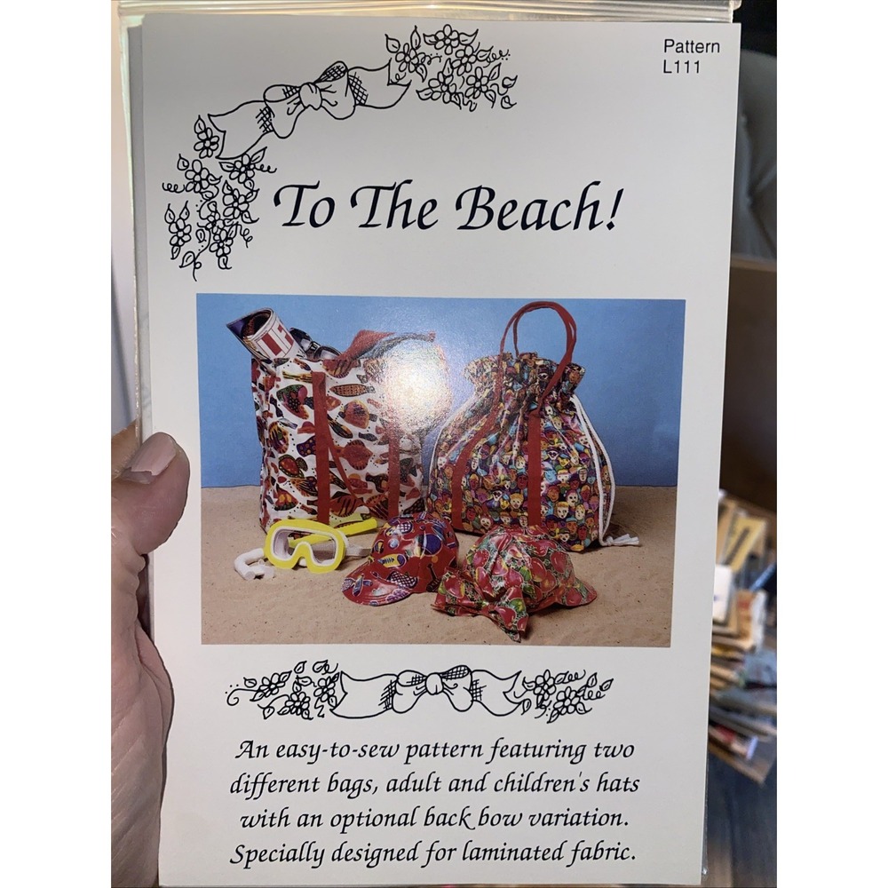 PATTERN L-111"TO THE BEACH"-DRAW BAG HATS uncut By My Sunday Best